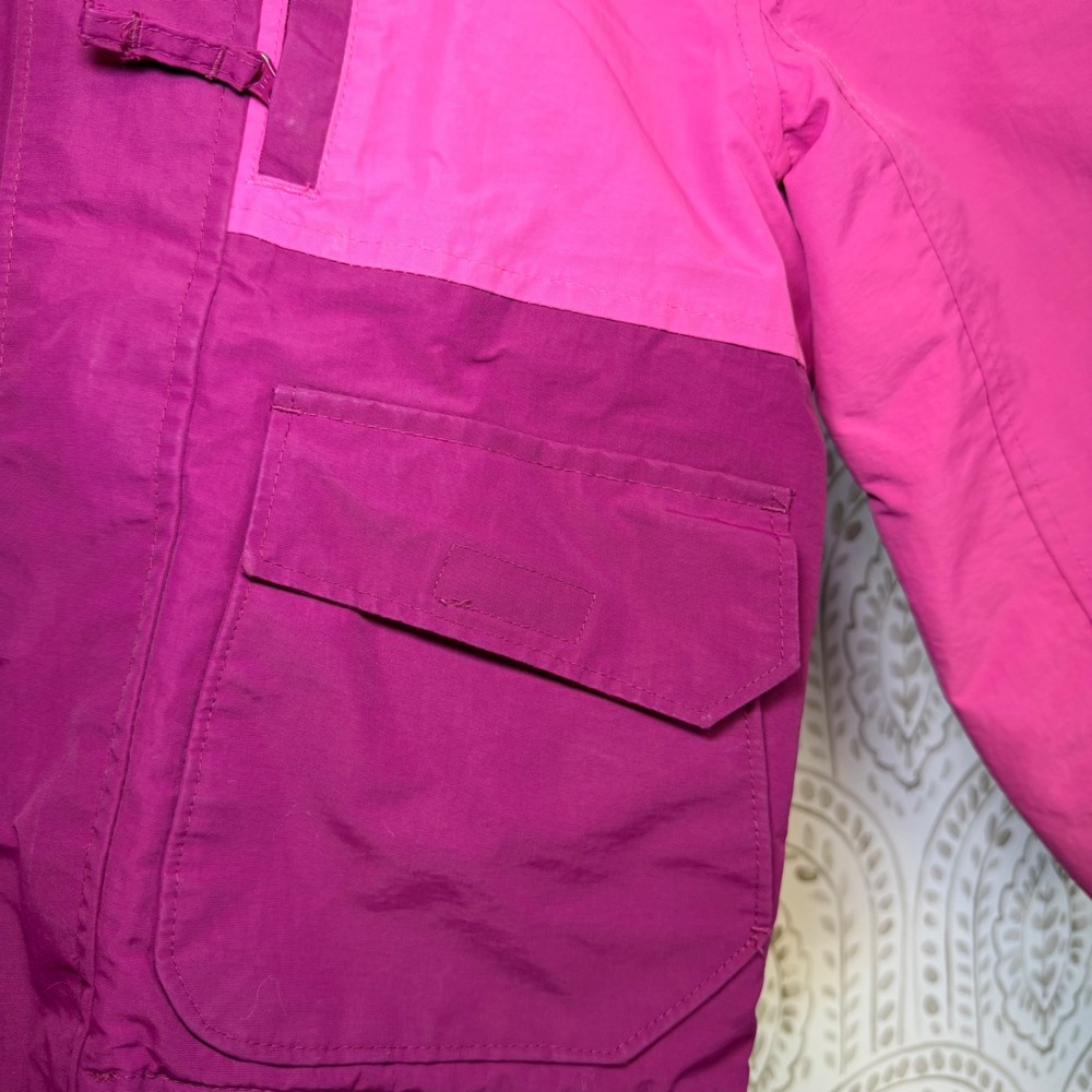 Lands End Kids Squall Jacket Pink Purple Hooded Waterproof Fleece Lined XS 4-5 - Picture 11 of 11